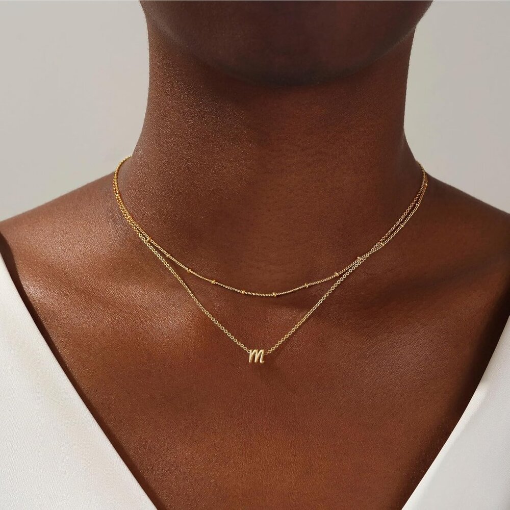 Adjustable Layered Initial Pendant Necklaces - Me… - image 2